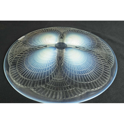3 - A FRENCH R. LALIQUE COQUILLES CLEAR AND OPALESCENT SHALLOW GLASS DISH with wheel engraved signature ... 