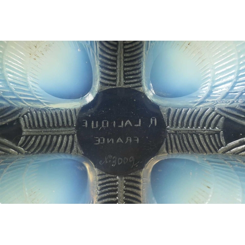 3 - A FRENCH R. LALIQUE COQUILLES CLEAR AND OPALESCENT SHALLOW GLASS DISH with wheel engraved signature ... 