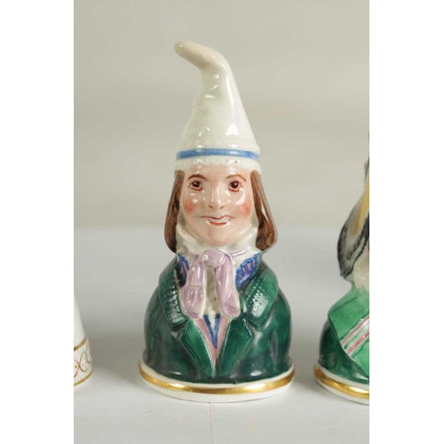 33 - A COLLECTION OF DERBY, COPELAND-SPODE AND MEISSEN CANDLE EXTINGUISHERS circa 1860, 1880 and 1890 com... 