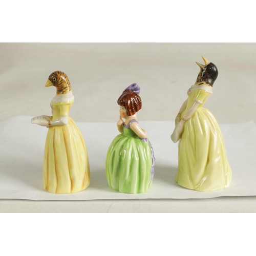 34 - HUSH, CONFIDENCE AND DIFFIDENCE. THREE ROYAL WORCESTER CANDLE EXTINGUISHERS circa 1880, 1898 and 192... 
