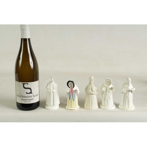 39 - A COLLECTION OF DERBY PORCELAIN CANDLE EXTINGUISHERS circa 1880 / 1890, comprising of The Monk with ... 