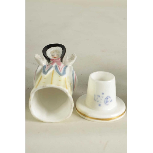 39 - A COLLECTION OF DERBY PORCELAIN CANDLE EXTINGUISHERS circa 1880 / 1890, comprising of The Monk with ... 