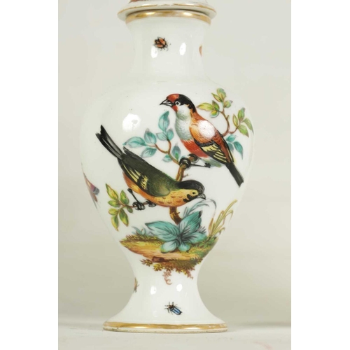 51 - A MATCHED GARNITURE OF THREE LATE 19TH CENTURY AUGUSTUS REX VASES with Meissen style decoration of e... 