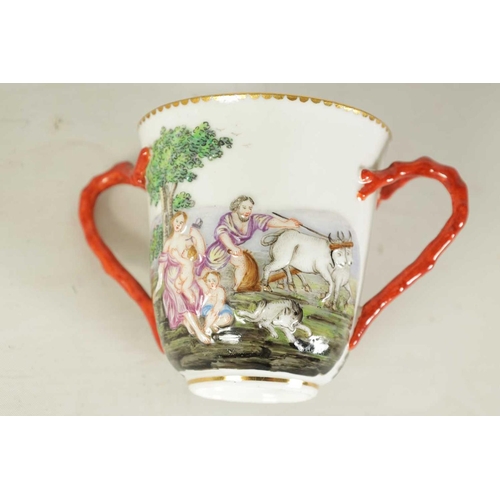 57 - A LATE 19TH CENTURY AUGUSTUS REX CABINET CUP AND SAUCER AND A SIMILAR CUP with floral panelled and f... 
