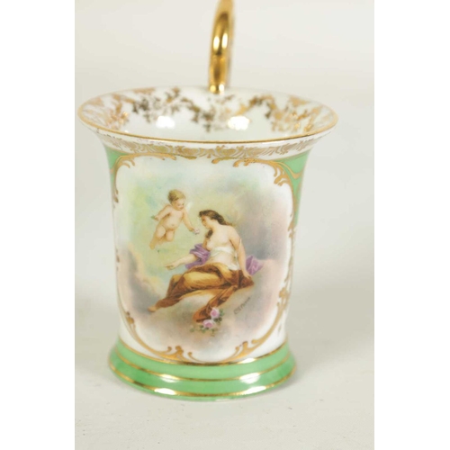 57 - A LATE 19TH CENTURY AUGUSTUS REX CABINET CUP AND SAUCER AND A SIMILAR CUP with floral panelled and f... 