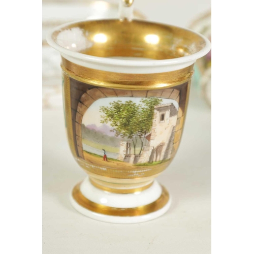 57 - A LATE 19TH CENTURY AUGUSTUS REX CABINET CUP AND SAUCER AND A SIMILAR CUP with floral panelled and f... 
