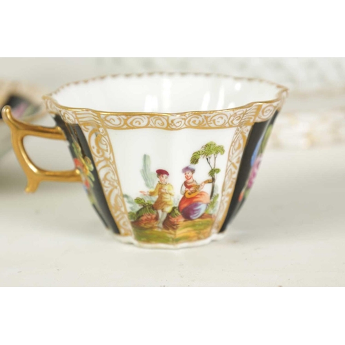 57 - A LATE 19TH CENTURY AUGUSTUS REX CABINET CUP AND SAUCER AND A SIMILAR CUP with floral panelled and f... 