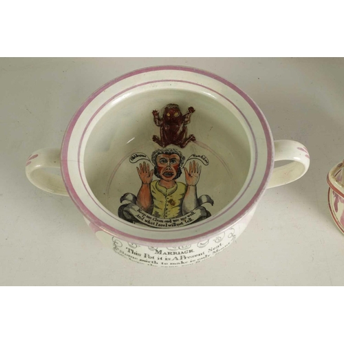 58 - AN EARLY 19TH-CENTURY DIXON & Co SUNDERLAND POTTERY LARGE TWO-HANDLED BUTTER TUB AND COVER with land... 