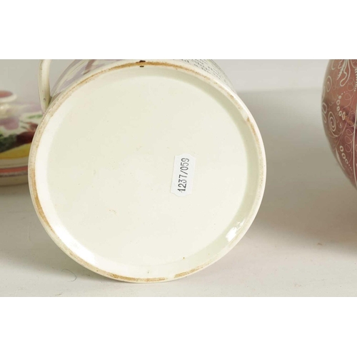 58 - AN EARLY 19TH-CENTURY DIXON & Co SUNDERLAND POTTERY LARGE TWO-HANDLED BUTTER TUB AND COVER with land... 