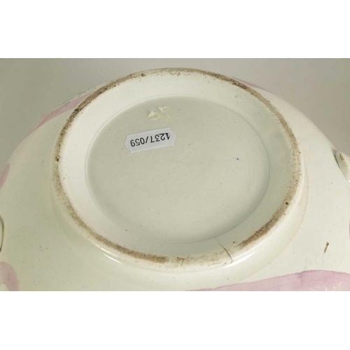 58 - AN EARLY 19TH-CENTURY DIXON & Co SUNDERLAND POTTERY LARGE TWO-HANDLED BUTTER TUB AND COVER with land... 