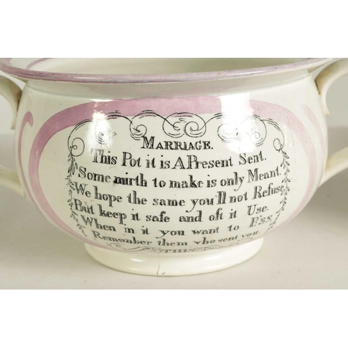 58 - AN EARLY 19TH-CENTURY DIXON & Co SUNDERLAND POTTERY LARGE TWO-HANDLED BUTTER TUB AND COVER with land... 