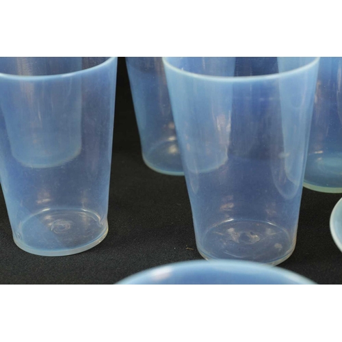 6 - A COLLECTION OF LATE 19TH CENTURY VASELINE GLASSWARE comprising a water jug and glasses etc (27.5cm ... 