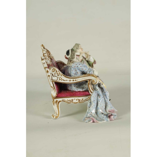60 - A LARGE LATE 19TH CENTURY MEISSEN-STYLE DRESDEN FIGURE GROUP OF MUSICIANS depicting a lady and gentl... 