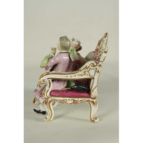 60 - A LARGE LATE 19TH CENTURY MEISSEN-STYLE DRESDEN FIGURE GROUP OF MUSICIANS depicting a lady and gentl... 