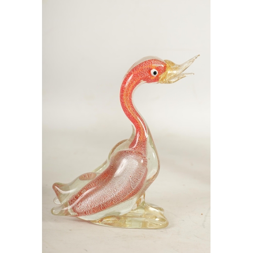 1 - A GROUP OF THREE MURANO COLOURED GLASS BIRD SCULPTURES (32cm high and smaller )