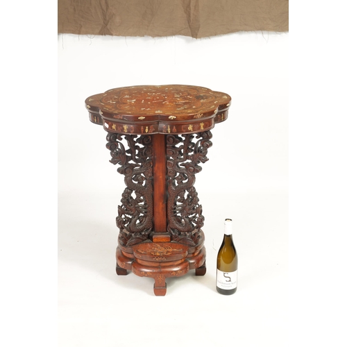 109 - A 19TH CENTURY CHINESE ROSEWOOD AND IVORY INLAID OCCASIONAL TABLE with finely inlaid ivory and boxwo... 