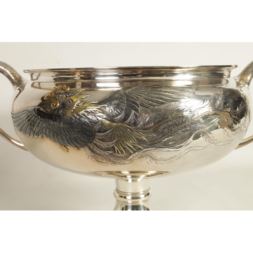 130 - A FINE AND LARGE JAPANESE SILVER AND MIXED METAL BOWL BY AMETANI YUMIN the double cased body finely ... 