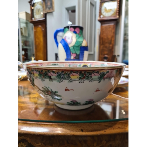 170 - A 19TH CENTURY CHINESE FAMILLE ROSE PORCELAIN BOWL decorated brightly coloured landscape scenes - si... 