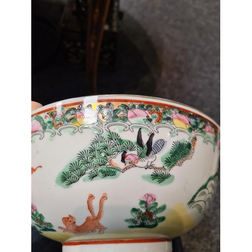 170 - A 19TH CENTURY CHINESE FAMILLE ROSE PORCELAIN BOWL decorated brightly coloured landscape scenes - si... 