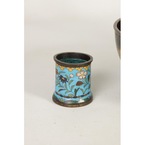 171 - A CHINESE CLOISONNE ENAMEL DRAGON BOWL decorated with five claw dragons amongst copper inlaid clouds... 