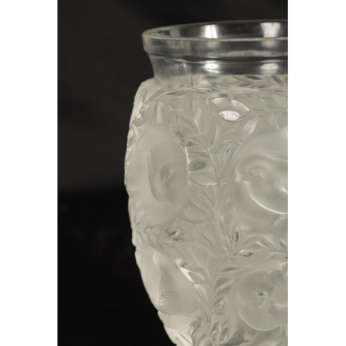 20 - A LALIQUE ‘BAGATELLE’ FROSTED AND CLEAR GLASS VASE modelled as birds amongst leafwork - inscribed si... 