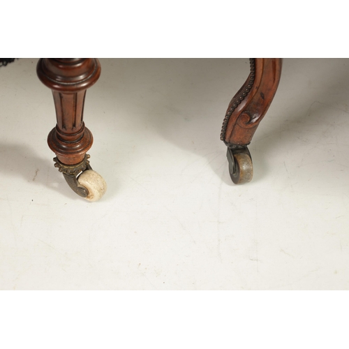 205 - TWO 19TH CENTURY WALNUT AND BRASS MOUNTED UPHOLSTERED BEDROOM CHAIRS one with brass mounts having a ... 