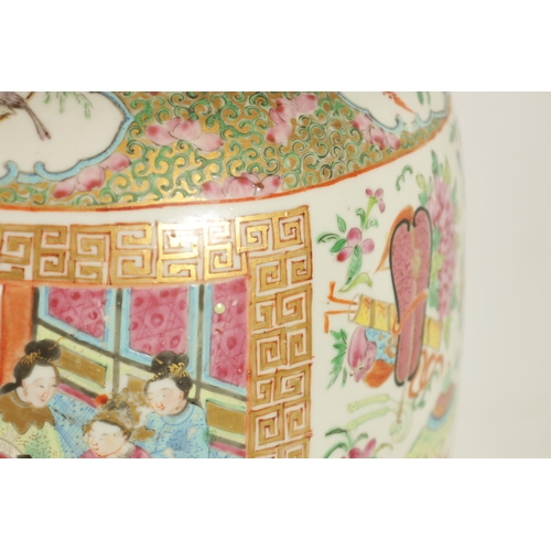 208 - A LARGE 19TH CENTURY CHINESE CANTON FAMILLE ROSE PORCELAIN VASE of baluster form, the body decorated... 