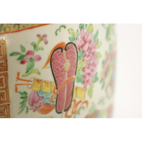 208 - A LARGE 19TH CENTURY CHINESE CANTON FAMILLE ROSE PORCELAIN VASE of baluster form, the body decorated... 