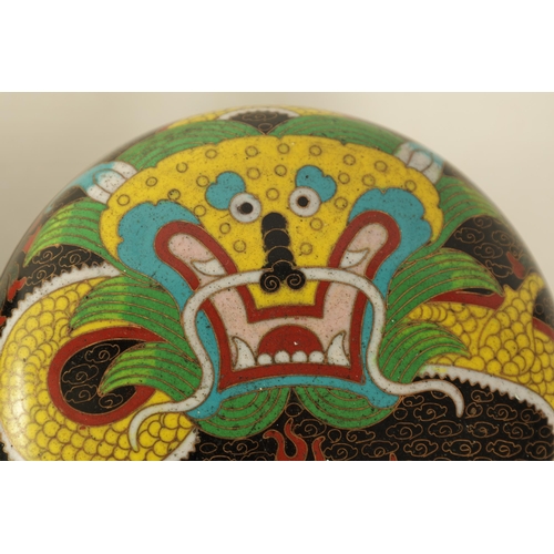 217 - TWO 19TH CENTURY CHINESE CLOISONNÉ ENAMEL BOWLS AND COVERS brightly decorated with dragons (both 12c... 