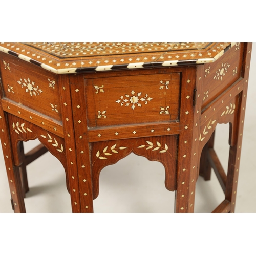 220 - A 19TH CENTURY ANGLO INDIAN INLAID IVORY AND HARDWOOD OCTAGONAL OCCASIONAL TABLE with geometric desi... 