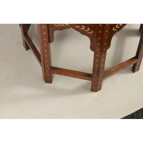 220 - A 19TH CENTURY ANGLO INDIAN INLAID IVORY AND HARDWOOD OCTAGONAL OCCASIONAL TABLE with geometric desi... 