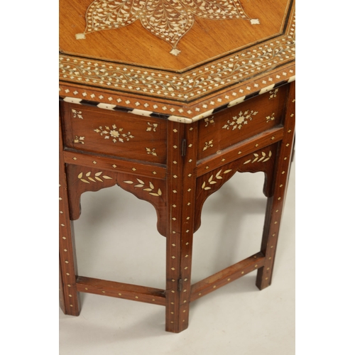 220 - A 19TH CENTURY ANGLO INDIAN INLAID IVORY AND HARDWOOD OCTAGONAL OCCASIONAL TABLE with geometric desi... 