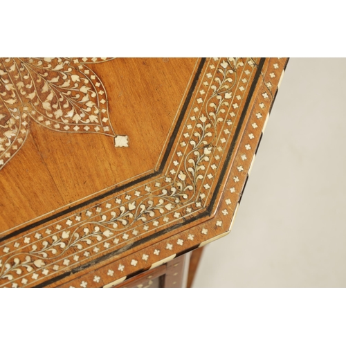 220 - A 19TH CENTURY ANGLO INDIAN INLAID IVORY AND HARDWOOD OCTAGONAL OCCASIONAL TABLE with geometric desi... 