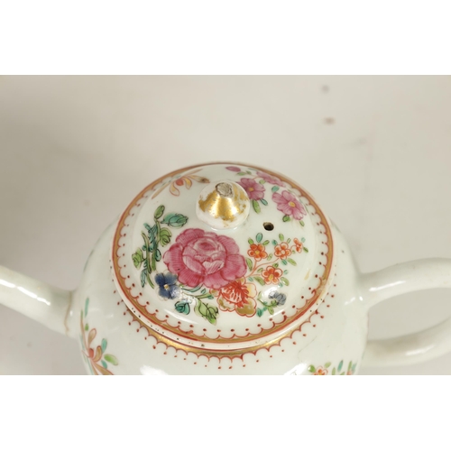 233 - AN 18TH CENTURY CHINESE FAMILLE ROSE TEAPOT of bulbous form decorated in bright enamel colours with ... 