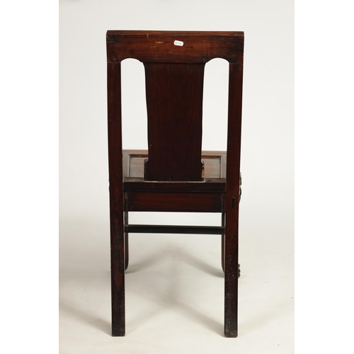 248 - A GOOD 19TH CENTURY CHINESE CARVED HARDWOOD SINGLE CHAIR the sqaure back with relief carved dragon a... 