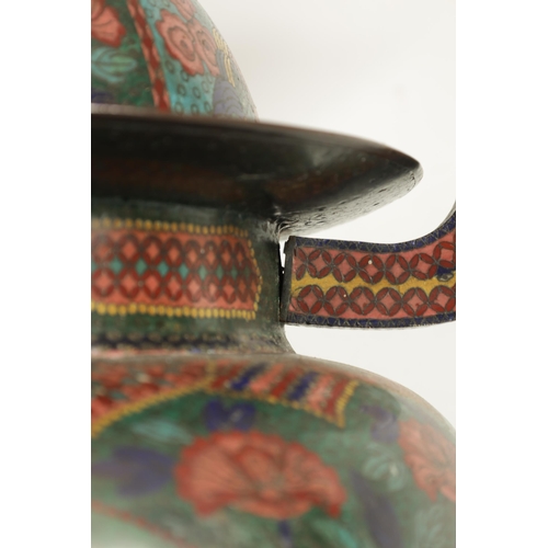 272 - AN OVERSIZED 19TH CENTURY CHINESE CLOISONNE KORO raised on three bulbous legs fitted a domed cover w... 