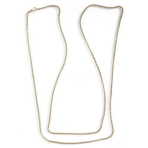 276 - A LONG 9CT GOLD NECKLACE/MUFF CHAIN app. weight 28g (total length 142cm)