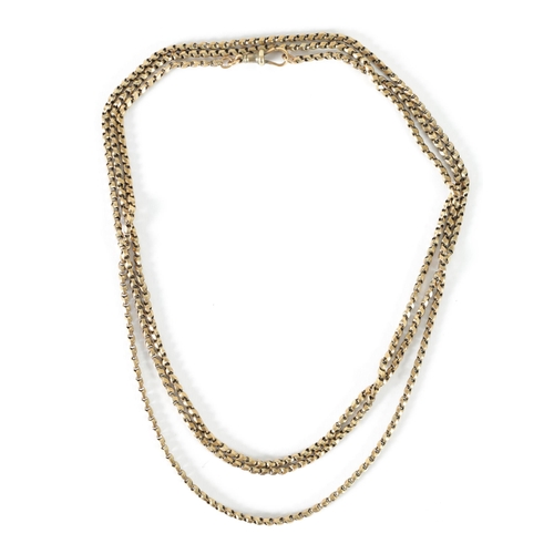 276 - A LONG 9CT GOLD NECKLACE/MUFF CHAIN app. weight 28g (total length 142cm)