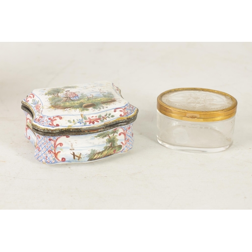 277 - AN 18TH CENTURY ENAMEL SNUFF BOX AND A 19TH CENTURY FRENCH TRINKET BOX the shaped enamel box with hi... 