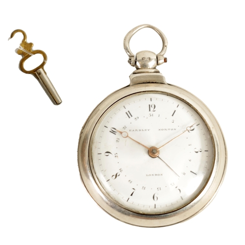 283 - EARDLEY NORTON, LONDON. A GEORGE III SILVER PAIR CASED POCKET WATCH with white enamel dial and Arabi... 