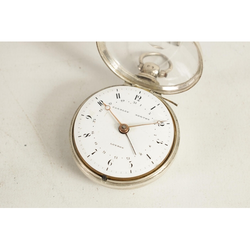 283 - EARDLEY NORTON, LONDON. A GEORGE III SILVER PAIR CASED POCKET WATCH with white enamel dial and Arabi... 