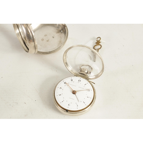 283 - EARDLEY NORTON, LONDON. A GEORGE III SILVER PAIR CASED POCKET WATCH with white enamel dial and Arabi... 