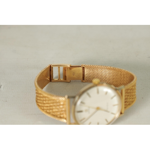 284 - A GENTLEMAN’S 9CT GOLD OMEGA WRISTWATCH ON 18CT GOLD BRACELET the brushed silvered dial with gold ba... 