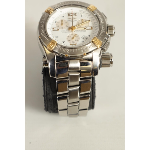 285 - BREITLING EMERGENCY. A STAINLESS STEEL QUARTZ CALENDAR WRISTWATCH WITH MICRO ANTENNAE FOR AVIATION E... 