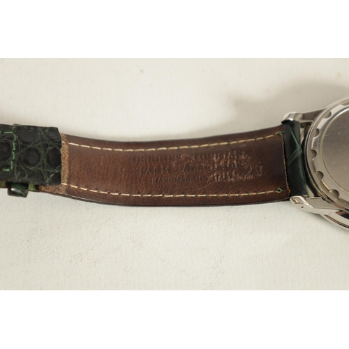 289 - BLANCPAIN. A GENTLEMAN’S STAINLESS STEEL AUTOMATIC WRISTWATCH On green alligator strap. The slender ... 