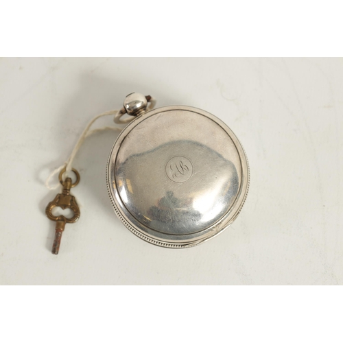 290 - P. GRIGNION, LONDON. A SILVER VERGE POCKET WATCH with full hunter case enclosing an enamel dial fron... 