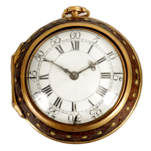 291 - THOMAS TOMPION & EDWARD BANGER, LONDON. AN EARLY 18TH CENTURY VERGE POCKET WATCH the snake skin cove... 