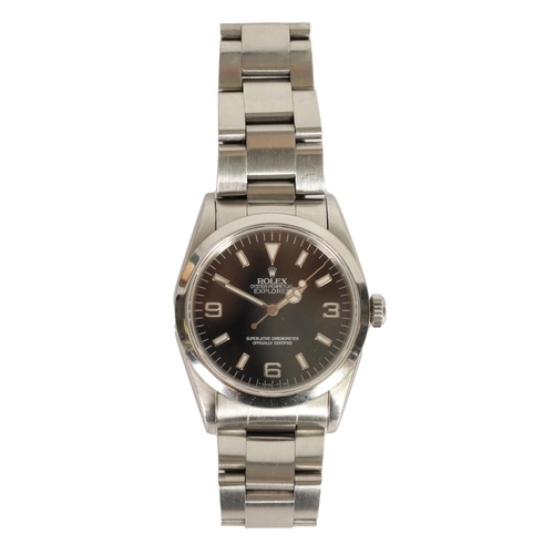 293 - A GENTLEMAN’S STEEL ROLEX EXPLORER 1 WRISTWATCH on oyster bracelet, the case with polished bezel enc... 