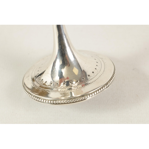 303 - A VICTORIAN SILVER CUP of pedestal form with collared bead-edged stem on a spreading foot, the bowl ... 