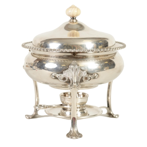 317 - AN EDWARD VII SILVER EGG CODDLER WITH IVORY FINIAL TO THE COVER of plain shallow covered form with f... 